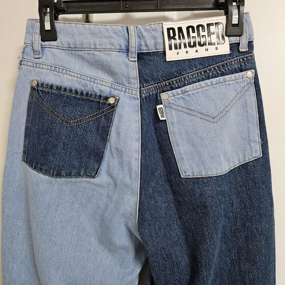 The Ragged Priest Quarter Panel Patchwork Ankle Mom Jeans Women’s 26 Raw Hem - Picture 10 of 11